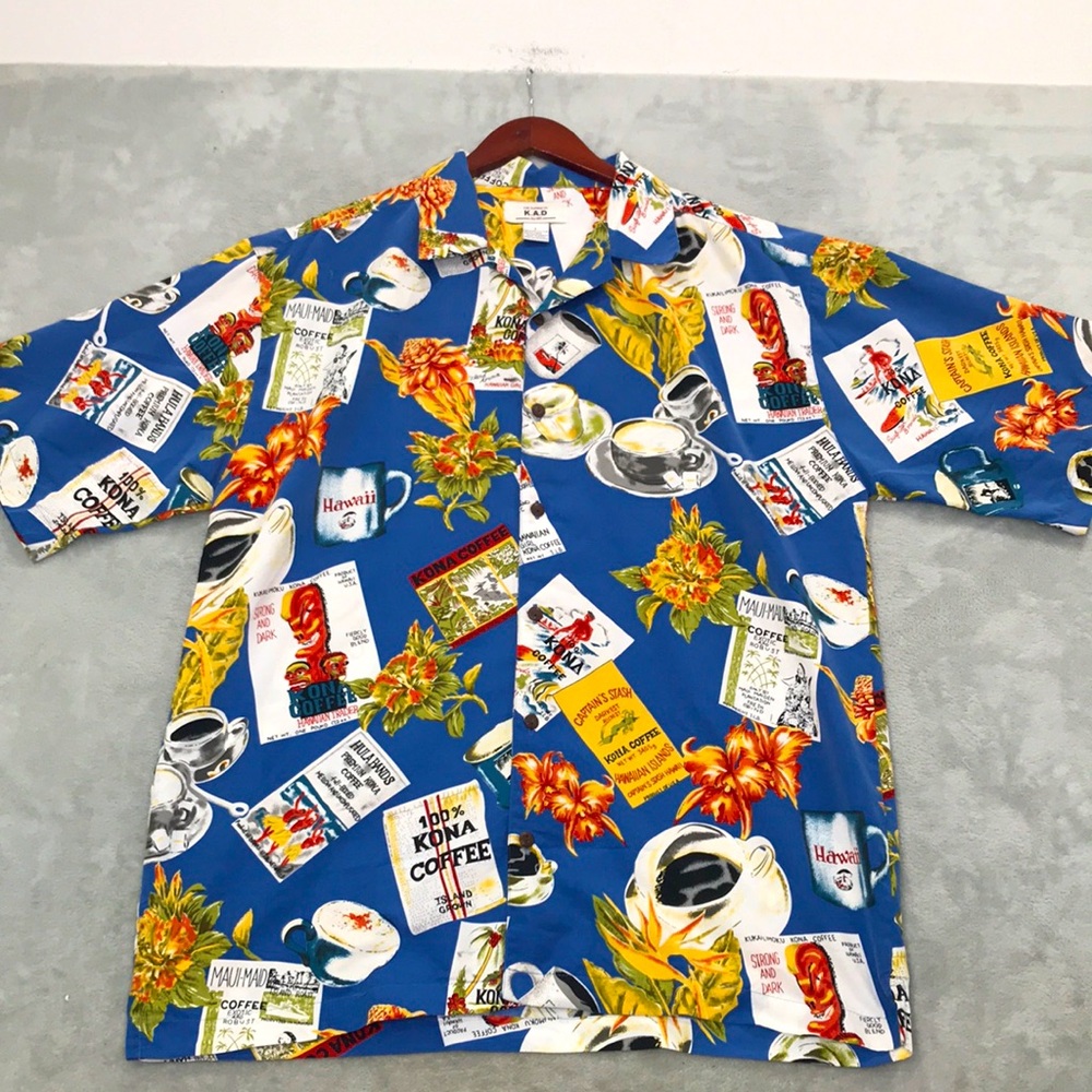 KAD Clothing CO Men's Kona Coffee Printed Shirt Size L